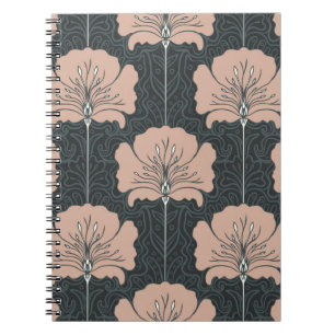 Vintage seamless pattern with pink flowers. Art no Notebook