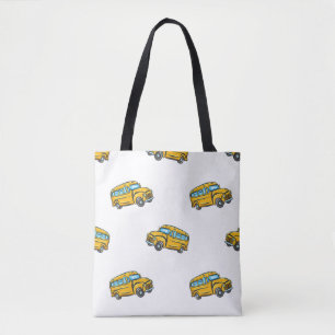 Vintage seamless pattern with school bus. bus,scho tote bag
