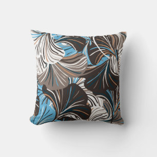 Vintage seamless pattern with striped flowers leav cushion