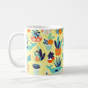 Vintage seamless pattern with succulents and cactu coffee mug