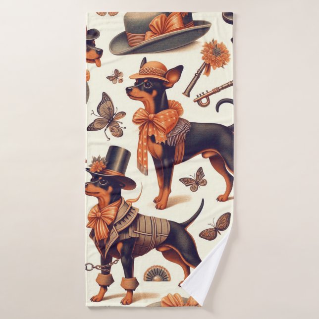 Vintage Seamless Pinscher Bath Towel (Bath Towel)