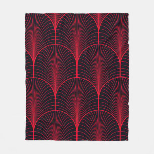 Vintage seamless red and black art deco wallpaper  fleece blanket