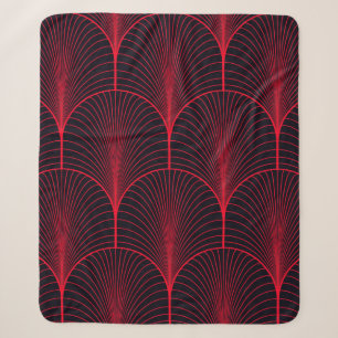 Vintage seamless red and black art deco wallpaper sherpa blanket
