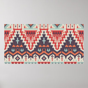 Vintage Seamless Tribal Pattern. Geometrical Ethni Poster