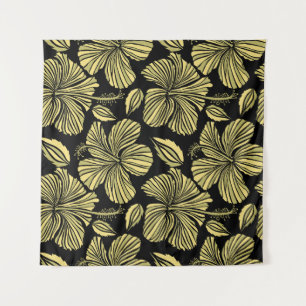 Vintage seamless tropical hibiscus flowers tapestry