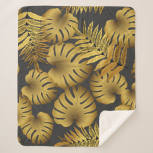 Vintage seamless tropical pattern, bright tropical sherpa blanket