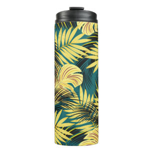 vintage seamless tropical pattern with palm leaves thermal tumbler