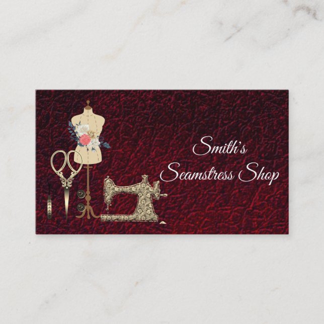 Vintage Seamstress Business Card (Front)