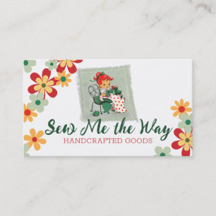 Vintage seamstress sewing machine redhead girl business card