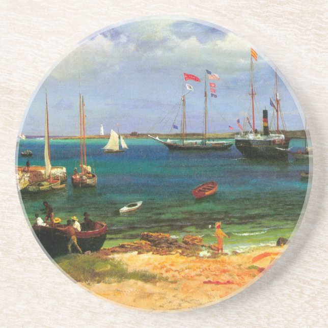 Vintage Seascape, Nassau Harbour by Bierstadt Coaster (Front)