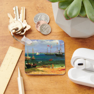 Vintage Seascape, Nassau Harbour by Bierstadt Key Ring