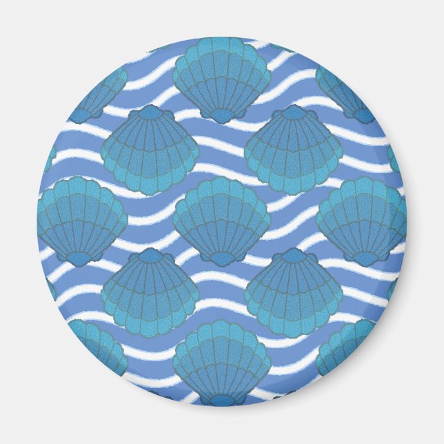 Vintage Seashell And Waves Pattern Magnet (Front)