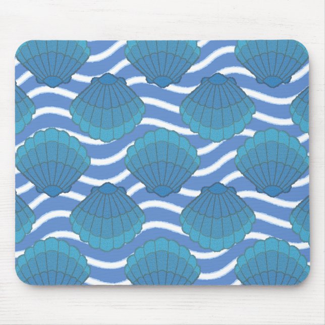 Vintage Seashell And Waves Pattern Mouse Pad (Front)