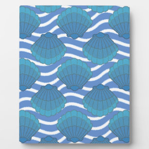 Vintage Seashell And Waves Pattern Plaque