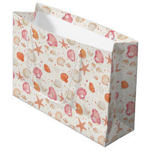 Vintage Seashell Coral Pink Terracotta Ivory Large Gift Bag