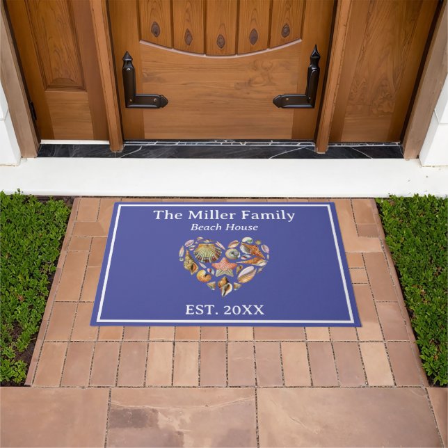 Vintage Seashell Family Beach House Doormat (Outdoor)