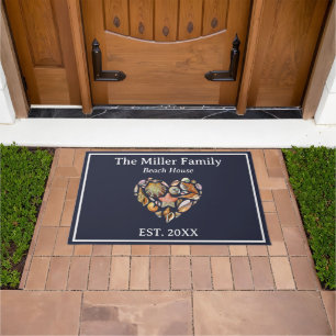 Vintage Seashell Family Beach House Doormat