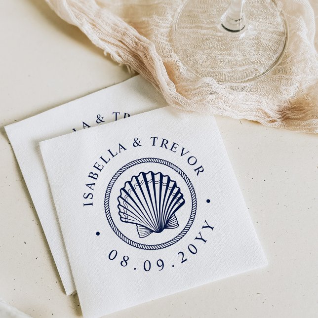 Vintage Seashell | Nautical Wedding Napkin (Creator Uploaded)