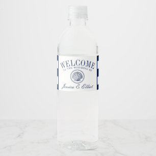 Vintage Seashell   Nautical Wedding Welcome Water Bottle Label