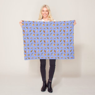 Vintage Seashell Pattern Fleece Blanket