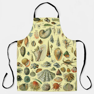 Vintage Seashell Print Adolphe Millot Coastal Apron