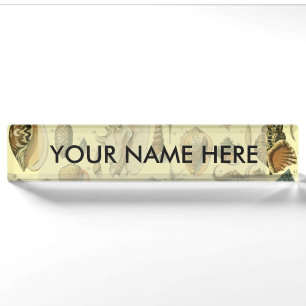 Vintage Seashell Print Adolphe Millot Coastal Nameplate