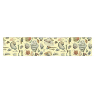 Vintage Seashell Print Adolphe Millot Coastal  Short Table Runner