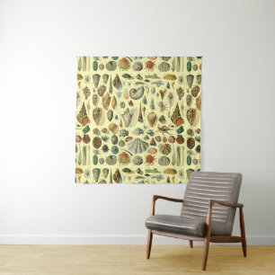 Vintage Seashell Print Adolphe Millot Coastal  Tapestry