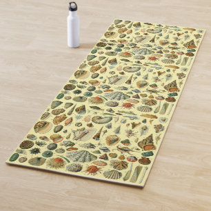 Vintage Seashell Print Adolphe Millot Coastal Yoga Mat