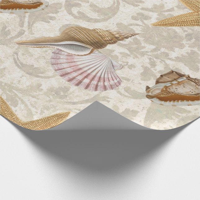 Vintage Seashell Starfish Beach  Wrapping Paper (Corner)