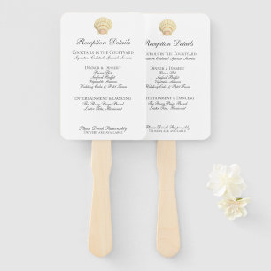 Vintage Seashell Wedding Menu Hand Fan