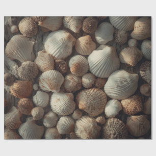 Vintage Seashells Beach Coastal Christmas  Wrapping Paper