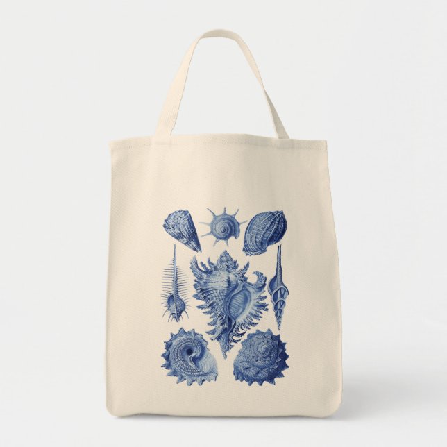 Vintage Seashells Blue Tote Bag (Front)