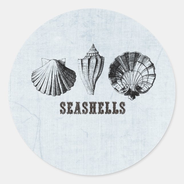 Vintage Seashells Classic Round Sticker (Front)