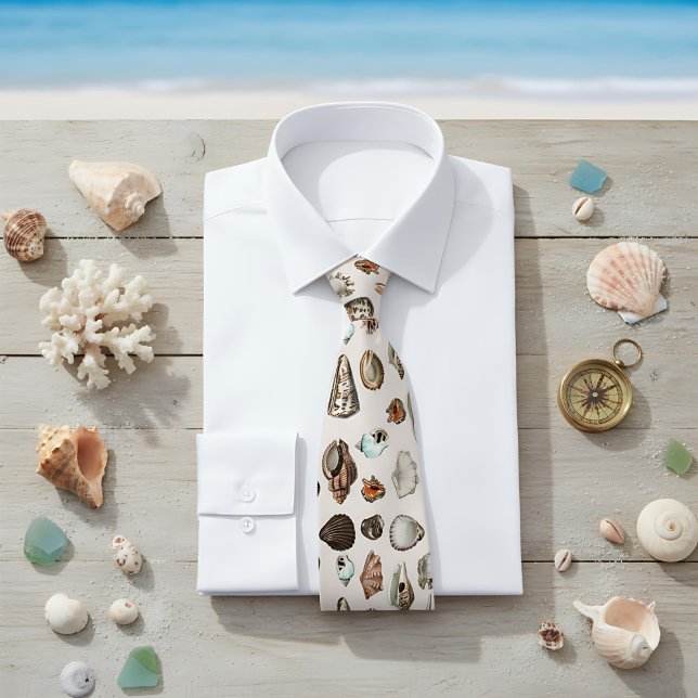 Vintage Seashells Mollusc Marine Beach Snail Shell Tie (Creator Uploaded)