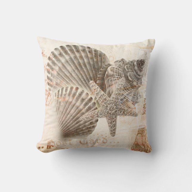 Vintage Seashells Throw Pillows (Front)
