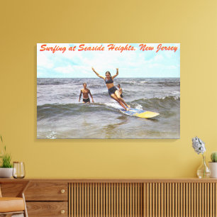 Vintage Seaside Heights New Jersey Surfing Art Canvas Print