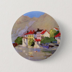 Vintage Seaside Village Italy Tourism 6 Cm Round Badge