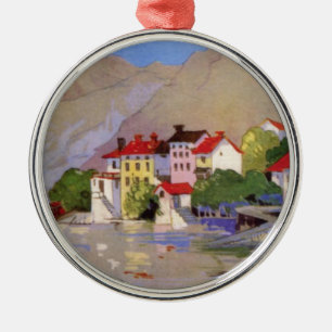 Vintage Seaside Village Italy Tourism Metal Tree Decoration