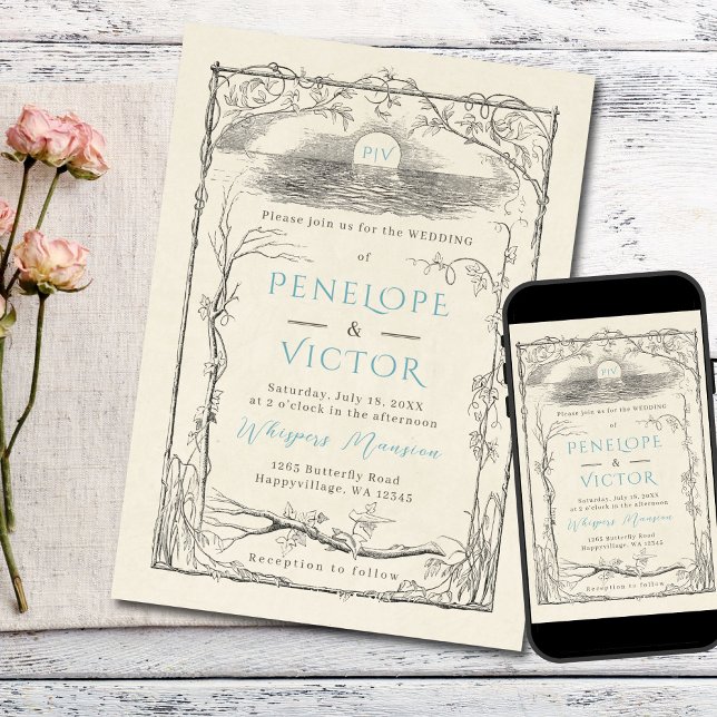 Vintage Seaside Wedding Invitation (Creator Uploaded)