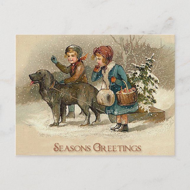 Vintage Seasons Greetings Card - For your holiday (Front)
