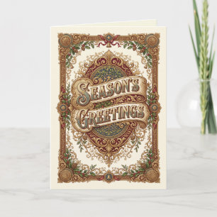 Vintage Season's Greetings Christmas Holiday Card