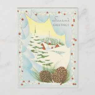 Vintage Seasons Greetings Holiday Postcard