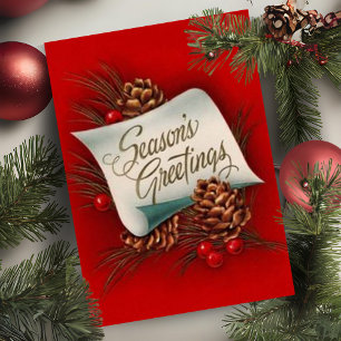 Vintage Season's Greetings Retro Custom Christmas Holiday Card
