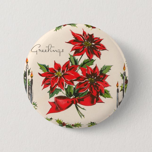 Vintage Season's Greetings Round Button (Front)