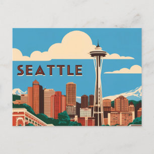 Vintage Seattle: A Retro Tribute to the Emerald Ci Postcard