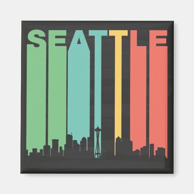 Vintage Seattle Cityscape Magnet (Front)