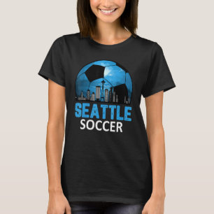 Vintage Seattle Cityscape Soccer For Men Women Boy T-Shirt