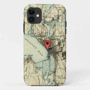 Vintage Seattle Map with location marker iPhone 11 Case