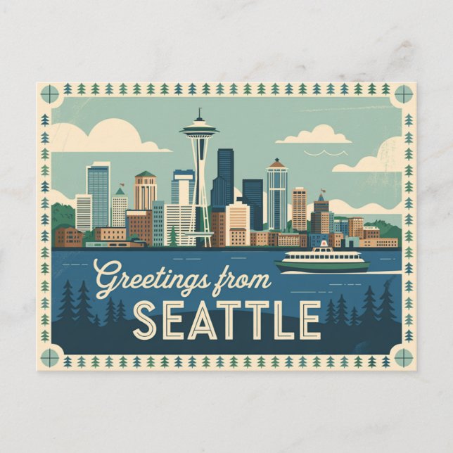 Vintage Seattle Postcard | Greetings from Seattle  (Front)